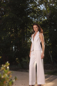 FABIANA LINEN TUXEDO VEST - serenitybe